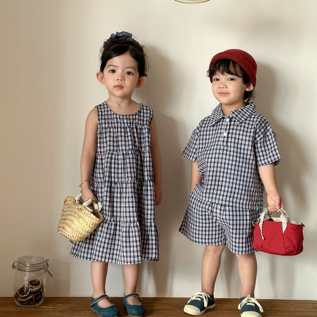 Kids' Shirt And Shorts Set Girls' Dress Sibling Matching Outfits