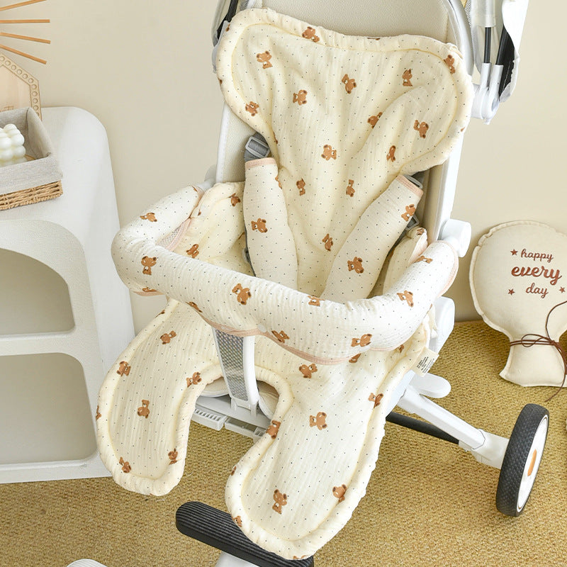 Babys Pure Cotton Thickened Stroller Pad Seat Cushion And Armrest Backrest