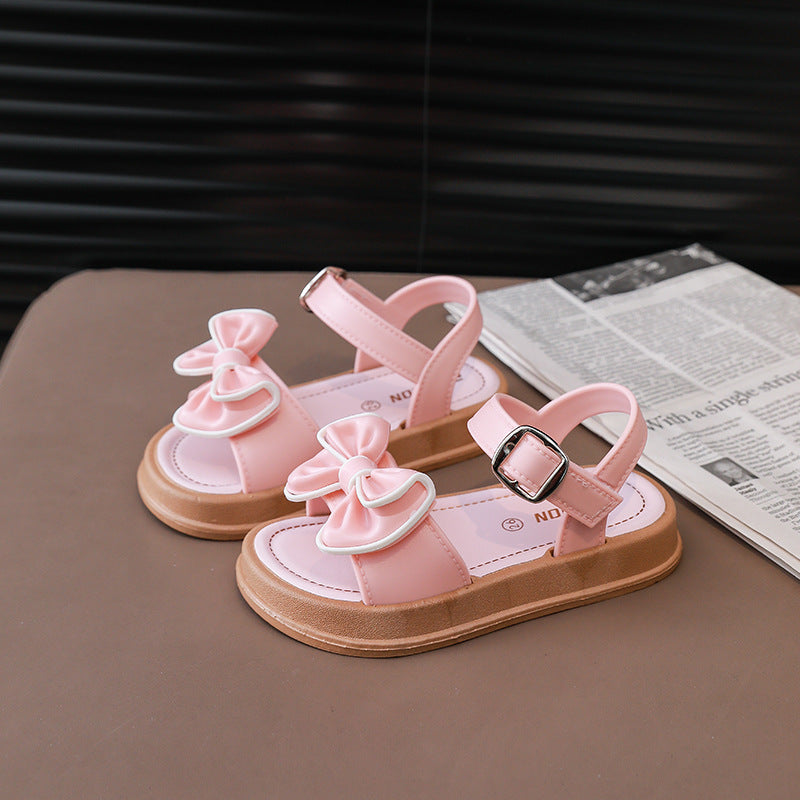 Girls Bow-Knot Non-Slip Velcro Sandals