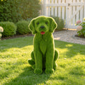 Flocked Dog Garden Statue with Weatherproof Resin - Green