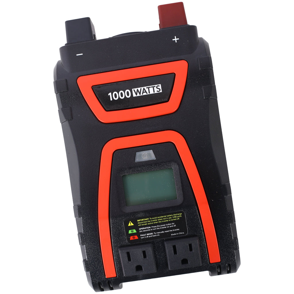 1000 Watt Power Inverter with LED Display - Modified Sine Wave, Portable - Black