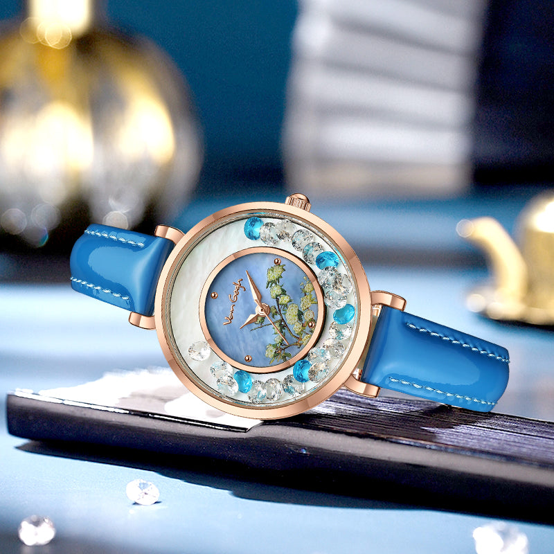 VAN GOGH Geneva Series Small Seconds Hand Leather Strap Quartz Wrist Women's Watch