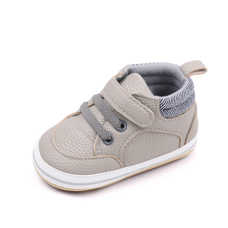 Fashionable Solid-color PU Leather First-walker Shoes For Babies