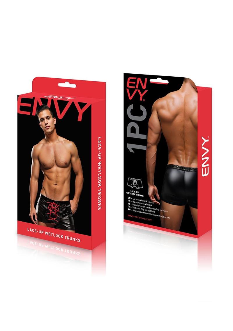 Envy Lace-Up Wetlook Trunks Black-L/XL