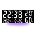 Digital Wall Clock with Temperature & Humidity Display, Multifunctional LED Alarm Clock with Remote Control, Ambient Light.
