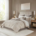 12 Piece Jacquard Comforter Set with Bed Sheets - Khaki Cal King