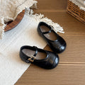 2026 Spring New Girls Leather Shoes, Black Korean Style Soft Sole Baby Flats, Retro Princess Casual Shoes For Little Girls