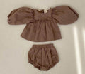 Embroidered Plaid Baby Girl Bloomers Set Cotton