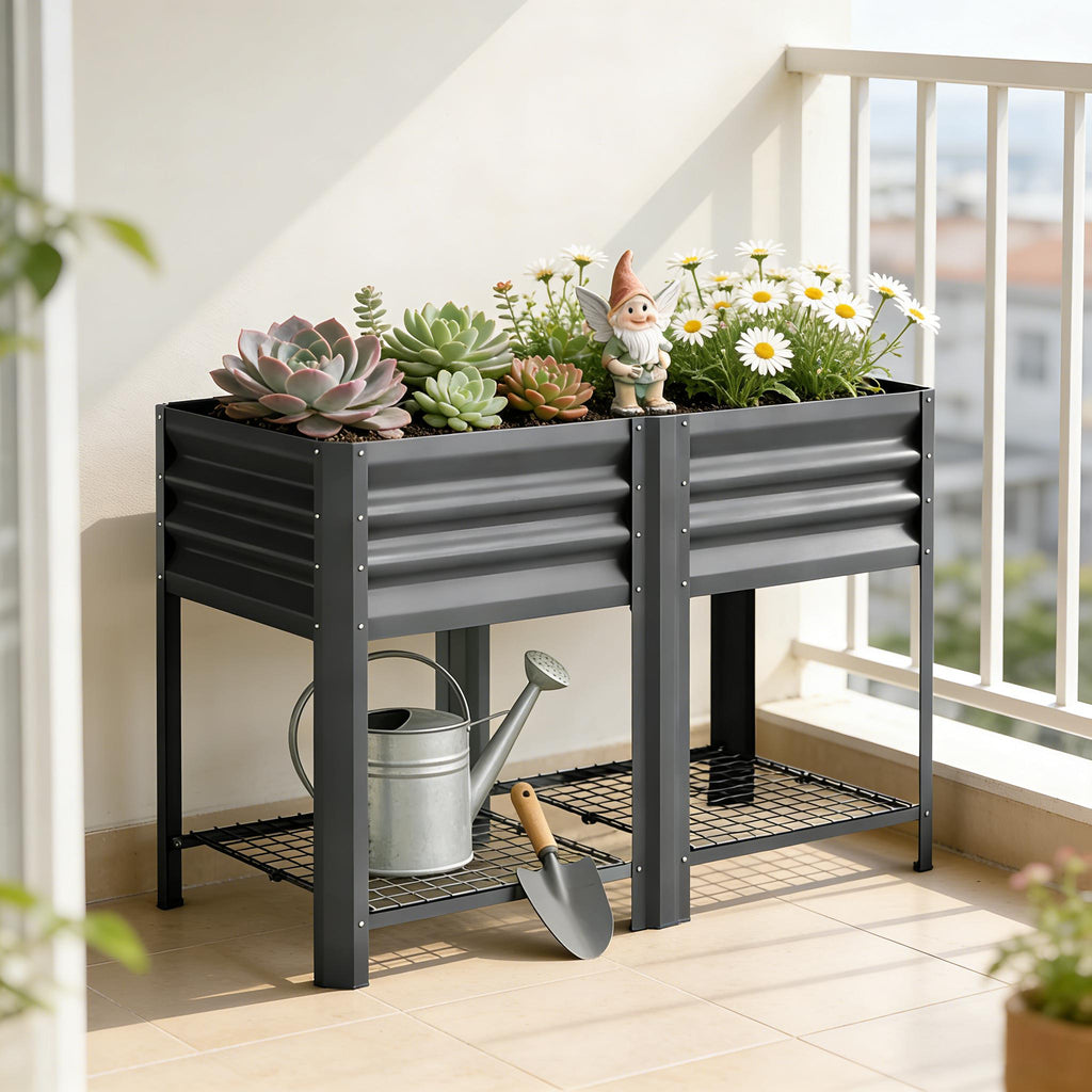 Patio Planter Box - Outdoor Elevated Raised Garden Bed