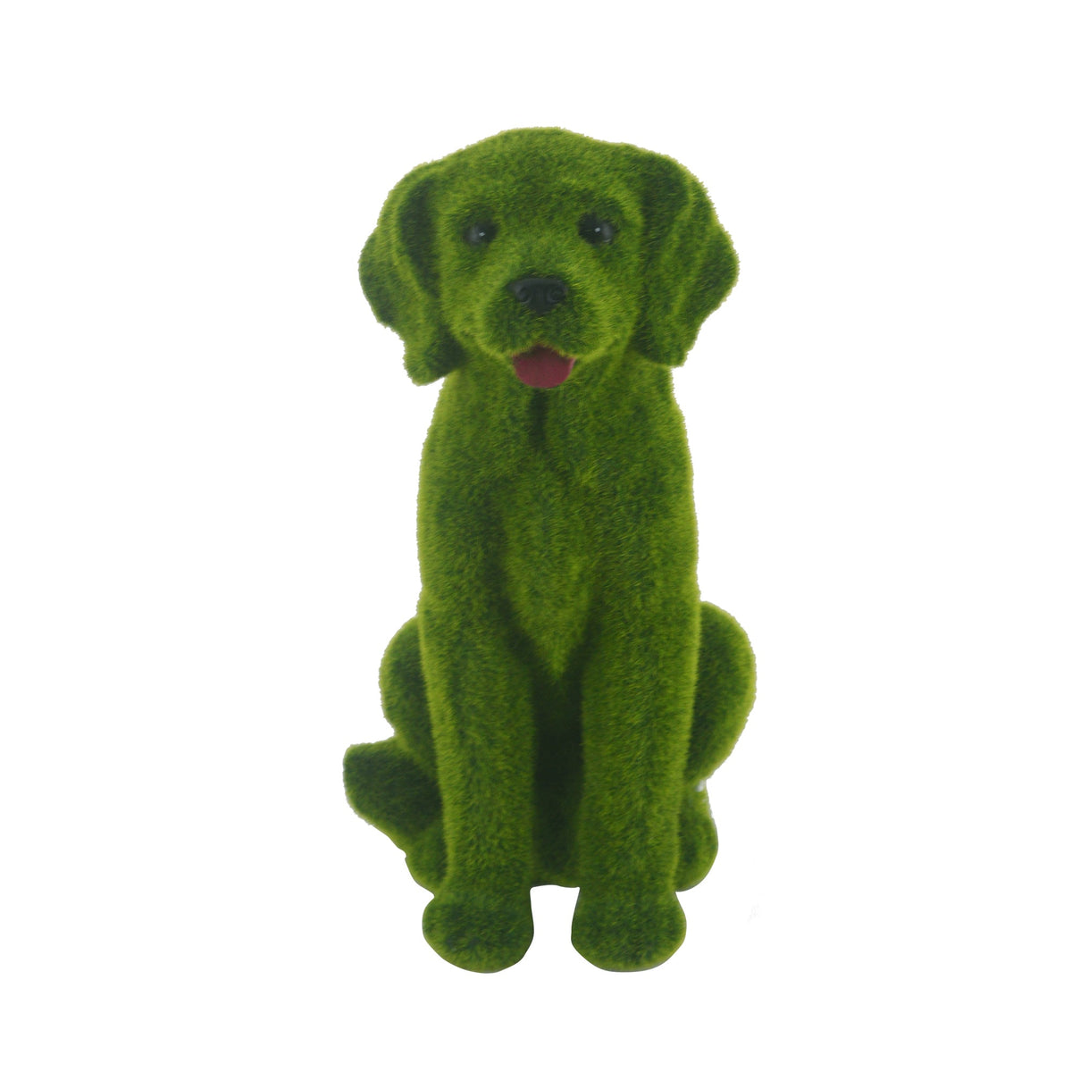 Flocked Dog Garden Statue with Weatherproof Resin - Green