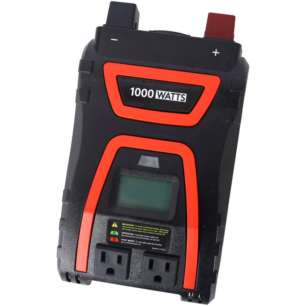 1000 Watt Power Inverter with LED Display - Modified Sine Wave, Portable - Black