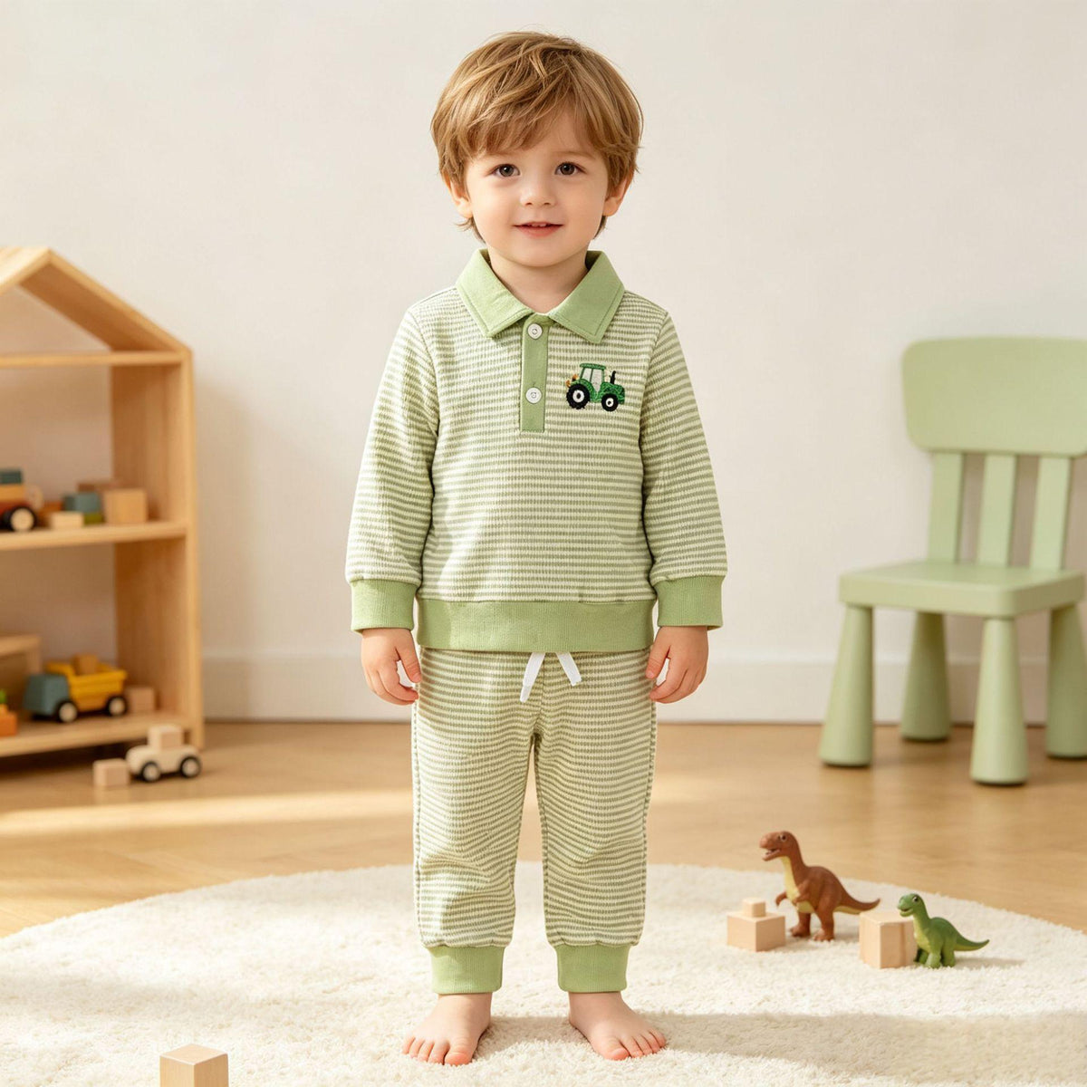 Childrens Long-sleeve Zip-up Top And Pants Set