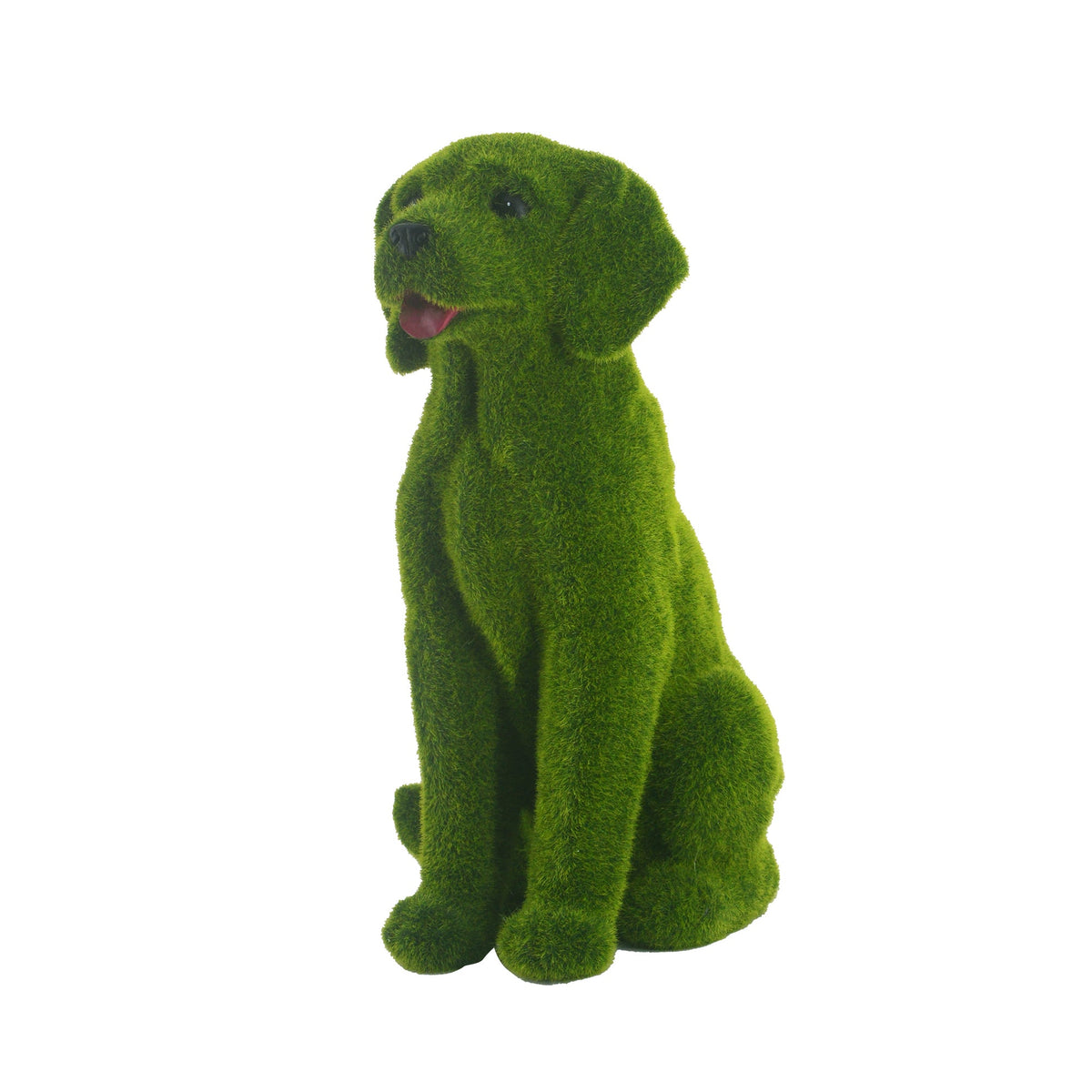 Flocked Dog Garden Statue with Weatherproof Resin - Green