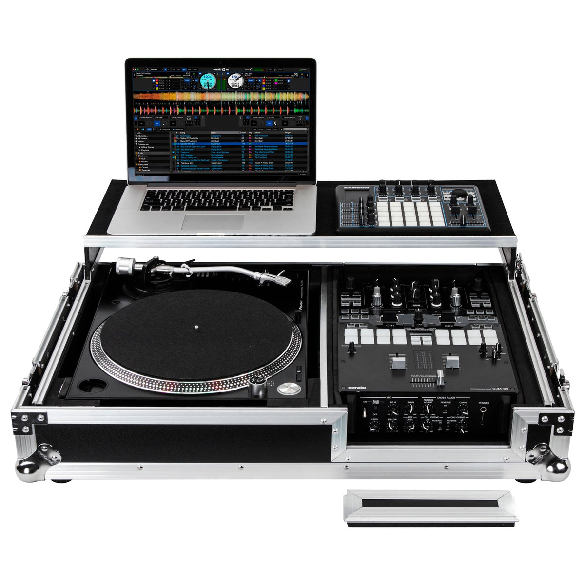 Odyssey FZGS1BM10W - Reversible 10" Format DJ Mixer and One Battle Position Turntable Coffin Flight Case with Glide Platform