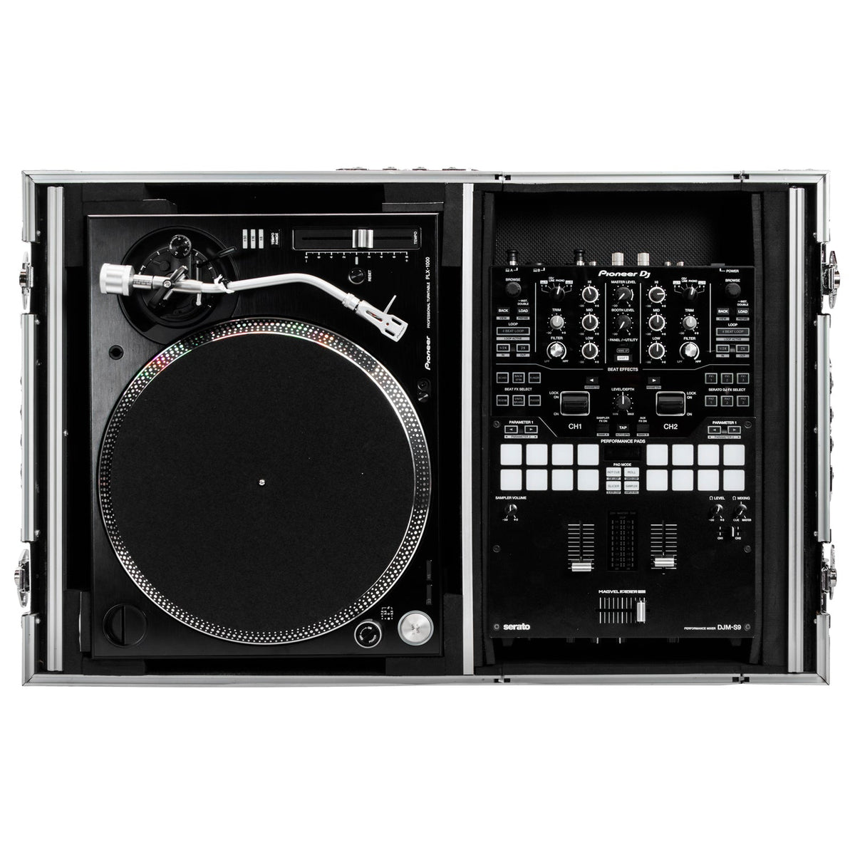 Odyssey FZGS1BM10W - Reversible 10" Format DJ Mixer and One Battle Position Turntable Coffin Flight Case with Glide Platform