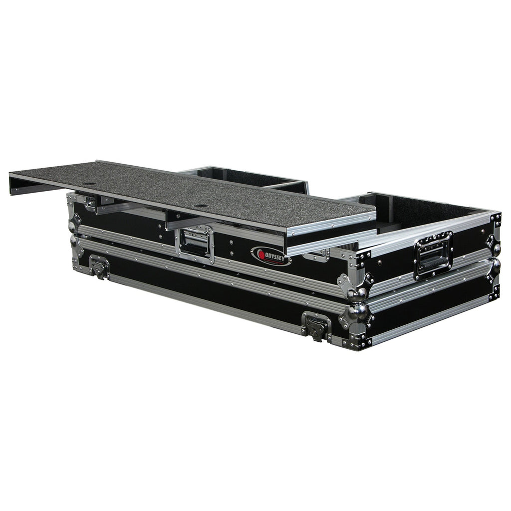 Odyssey FZGSPBM10W - Universal 10" Format DJ Mixer and Two Battle Position Turntables Flight Coffin Case with Full Glide Platform