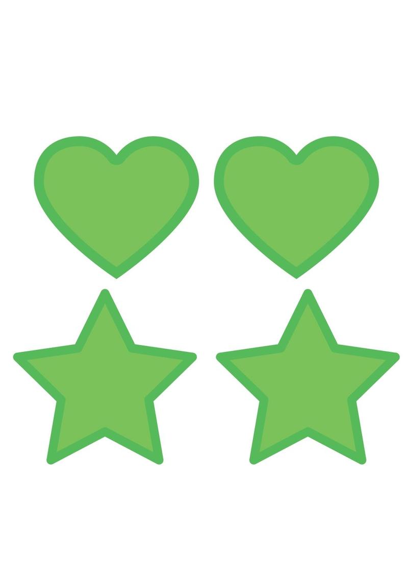 Green Glow In The Dark Hearts and Stars