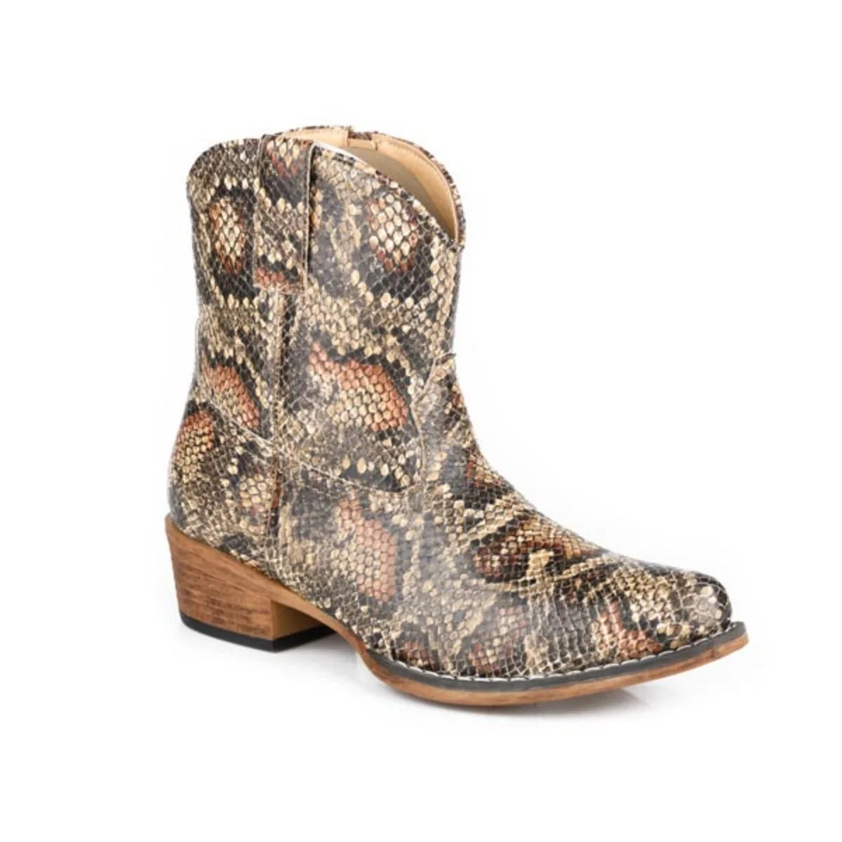 Roper Sashay (Tan) - Women's Faux Snake Cowgirl Boots